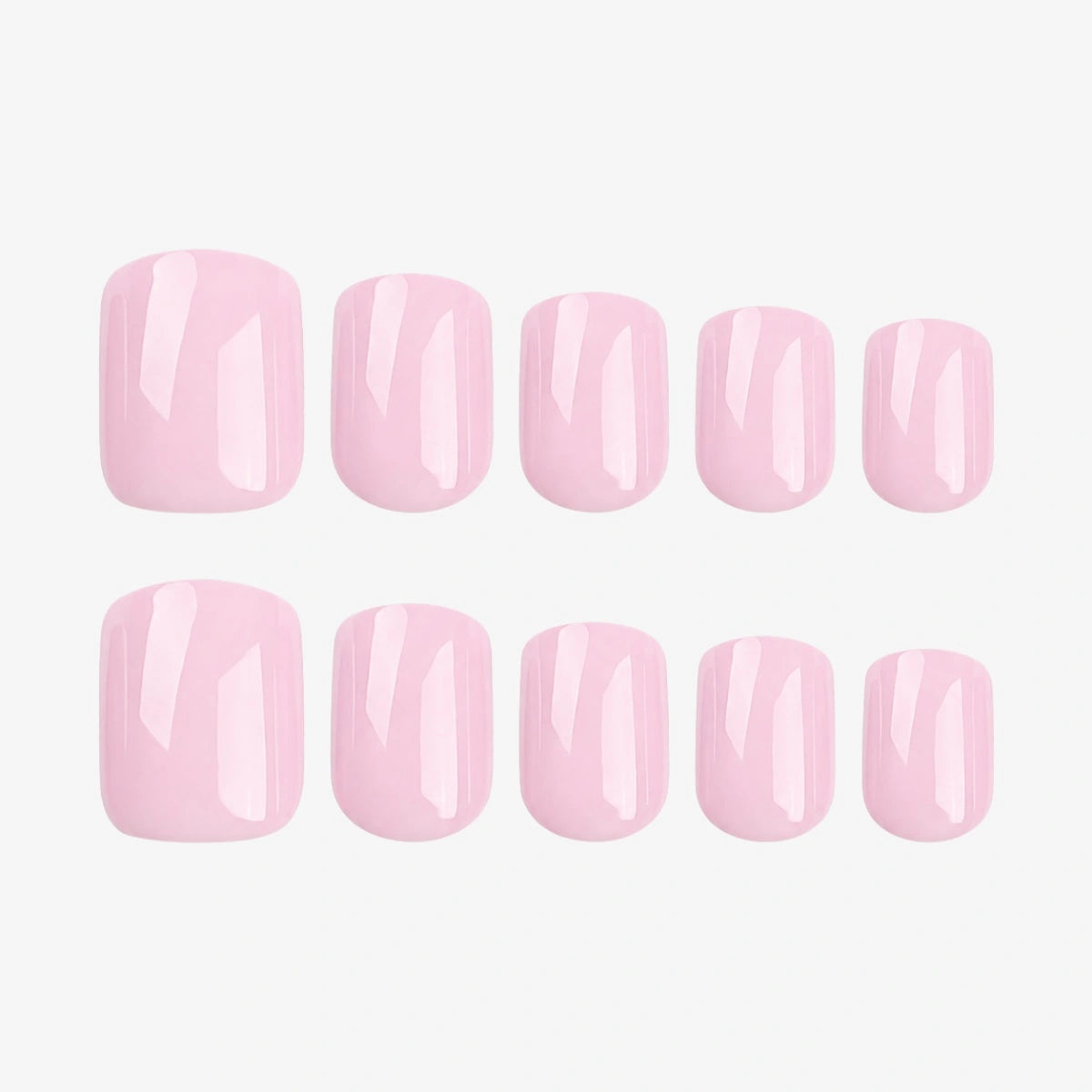 Blush Pink Glossy Short Square Press On Nails 24PCS