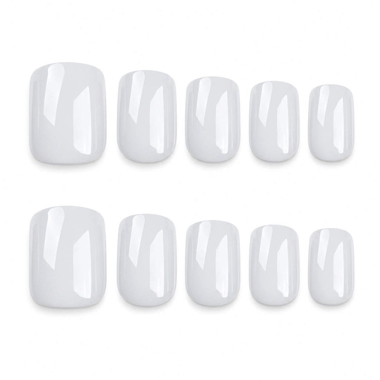 Milky White Glossy Short Square Press On Nails 24PCS