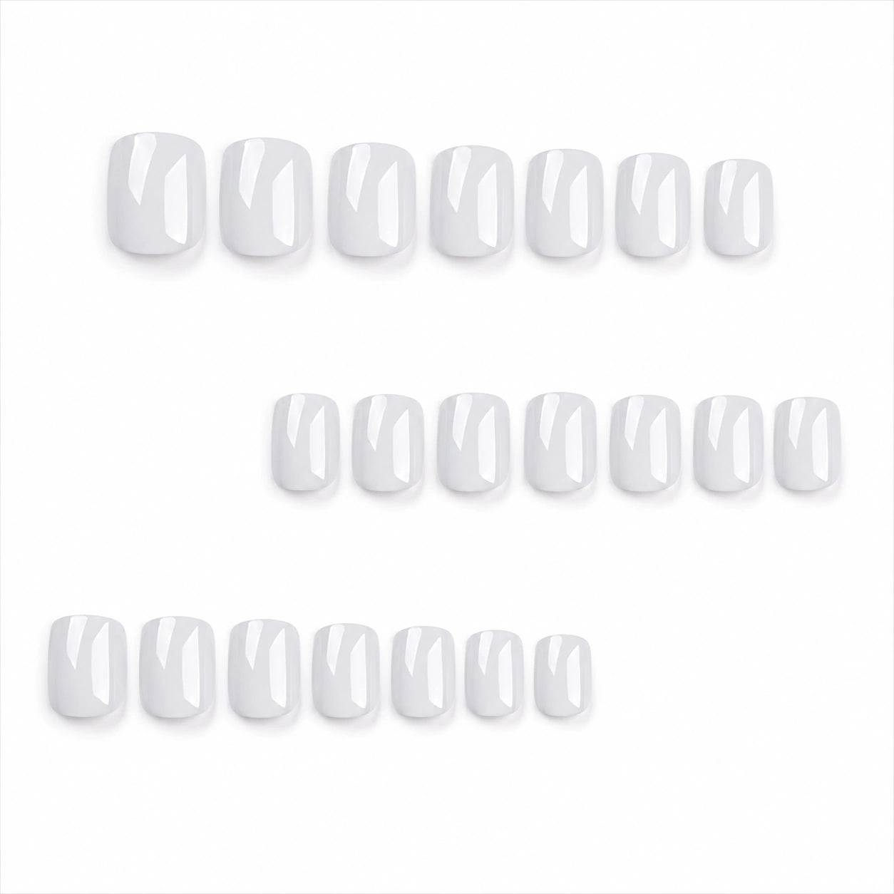 Milky White Glossy Short Square Press On Nails 24PCS