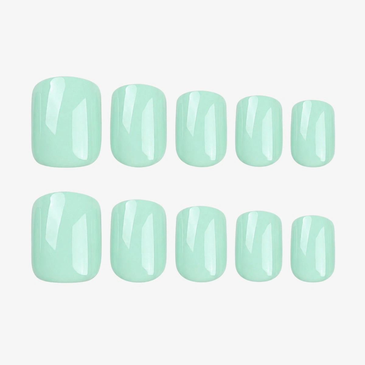 Mint Green Glossy Short Square Press On Nails 24PCS