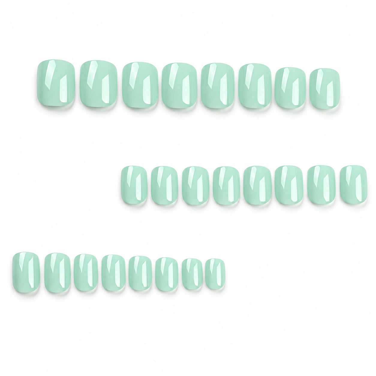 Mint Green Glossy Short Square Press On Nails 24PCS