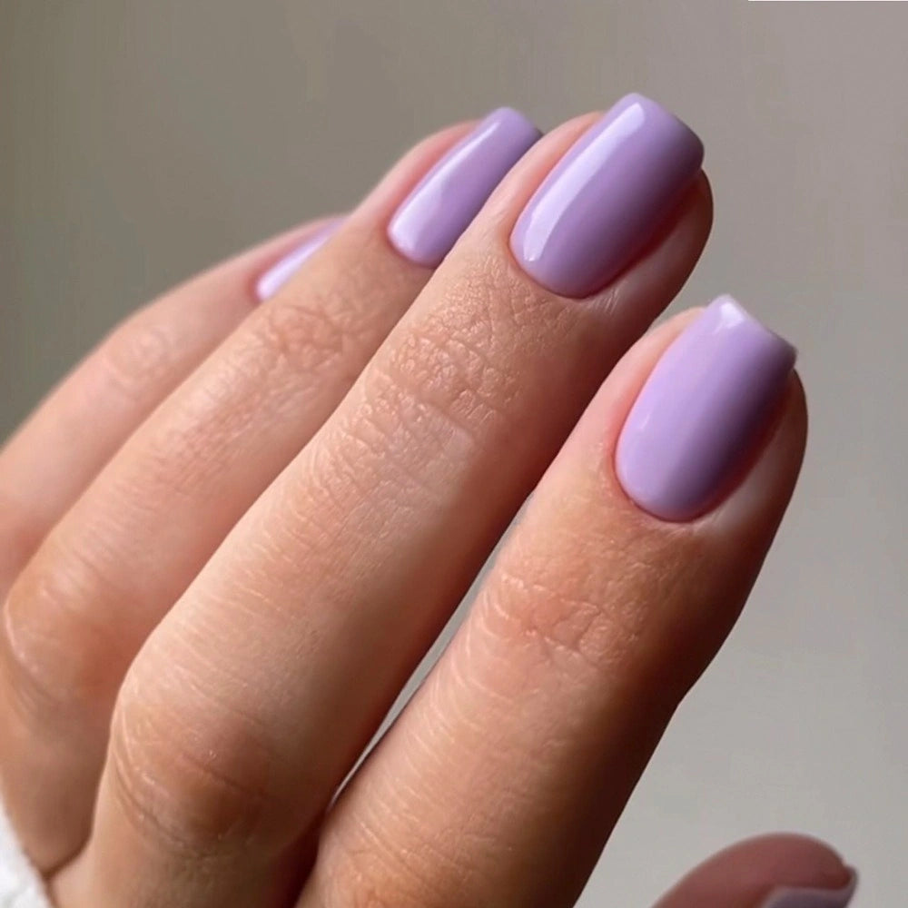 Soft Lilac Glossy Short Square Press On Nails 24PCS