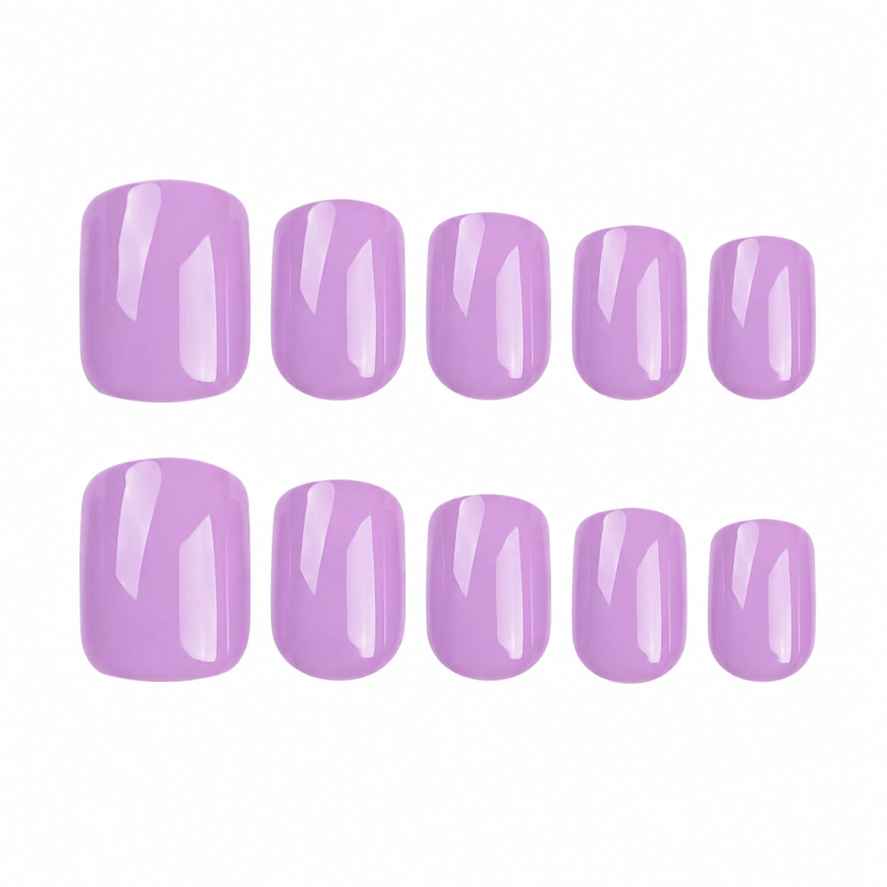 Soft Lilac Glossy Short Square Press On Nails 24PCS
