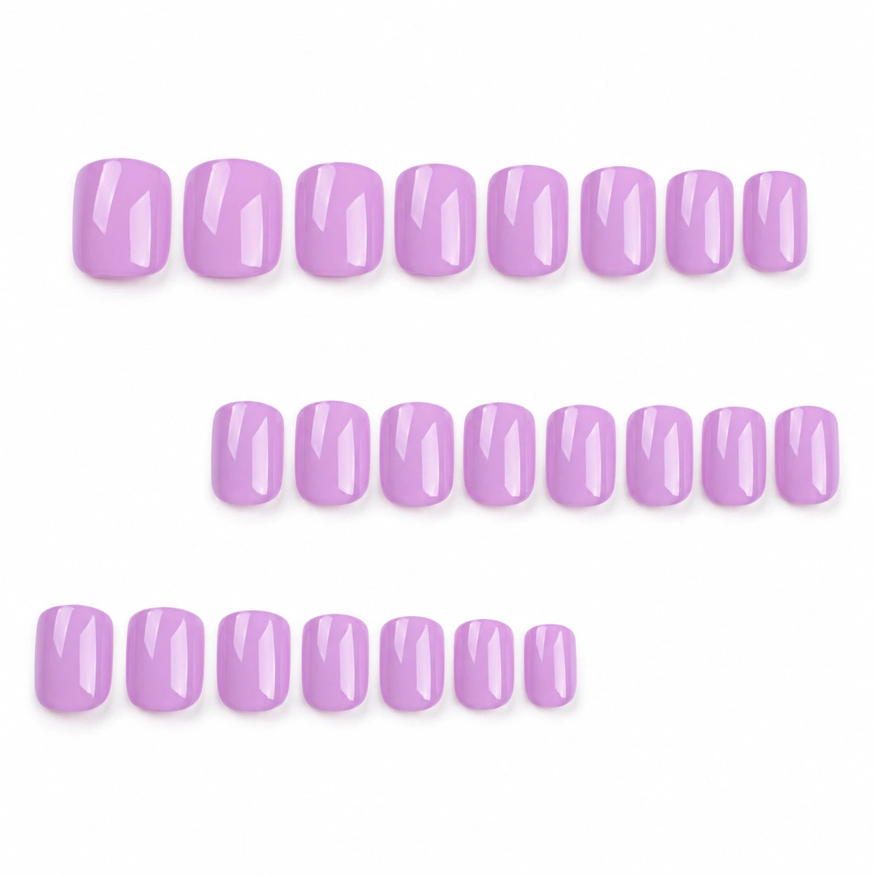 Soft Lilac Glossy Short Square Press On Nails 24PCS