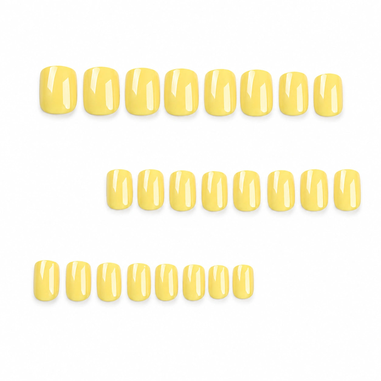 Sunshine Yellow Glossy Short Square Press On Nails 24PCS