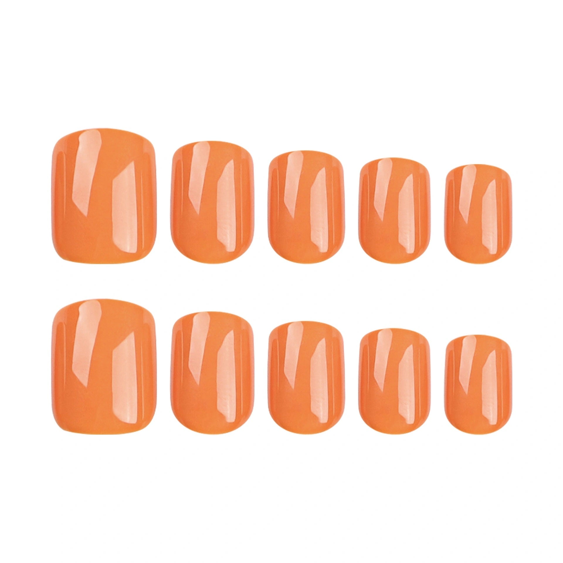 Tangerine Orange Glossy Short Square Press On Nails 24PCS