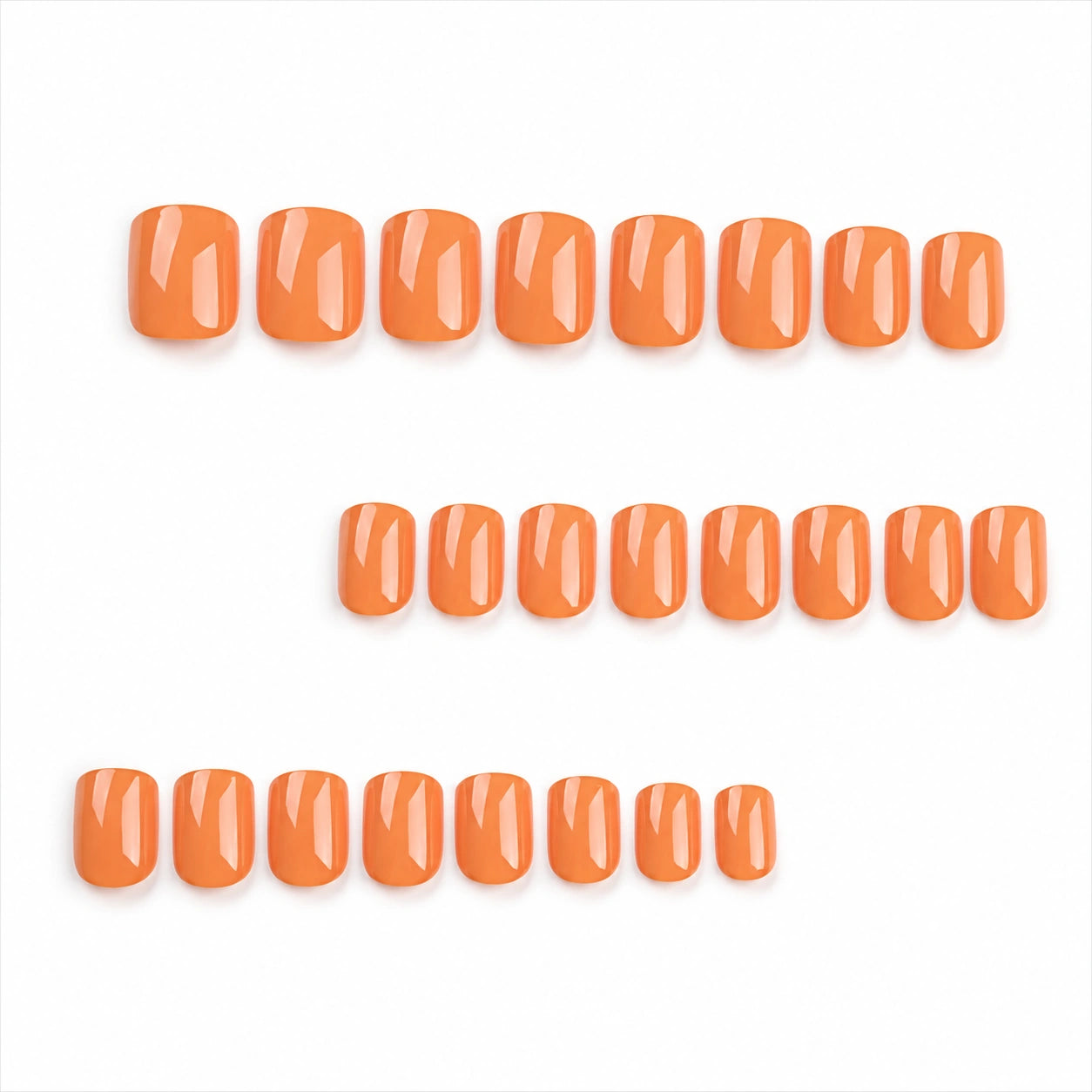 Tangerine Orange Glossy Short Square Press On Nails 24PCS