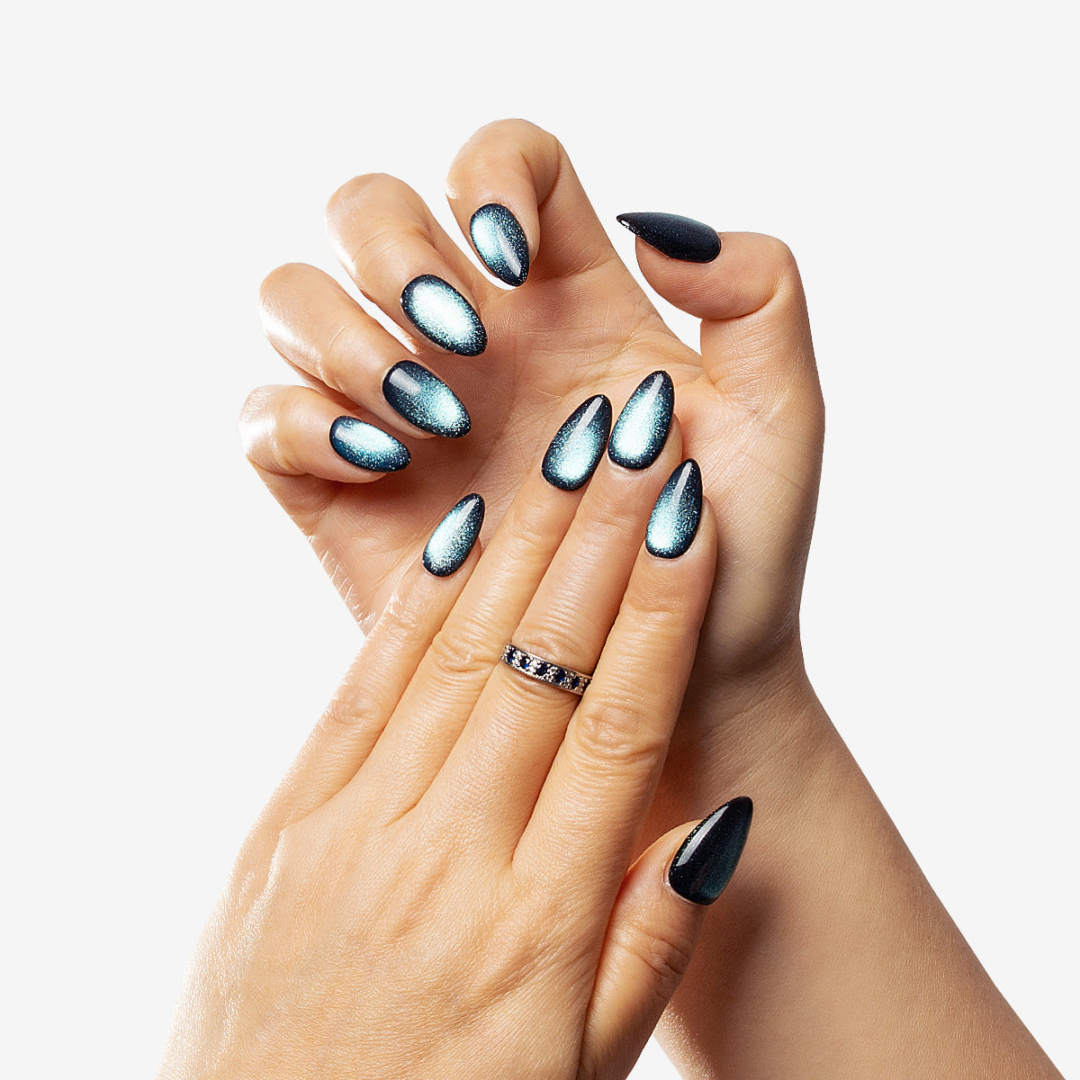 Deep Sea Magnetic Almond Press-On Nails | Salon-Pro 10PCS