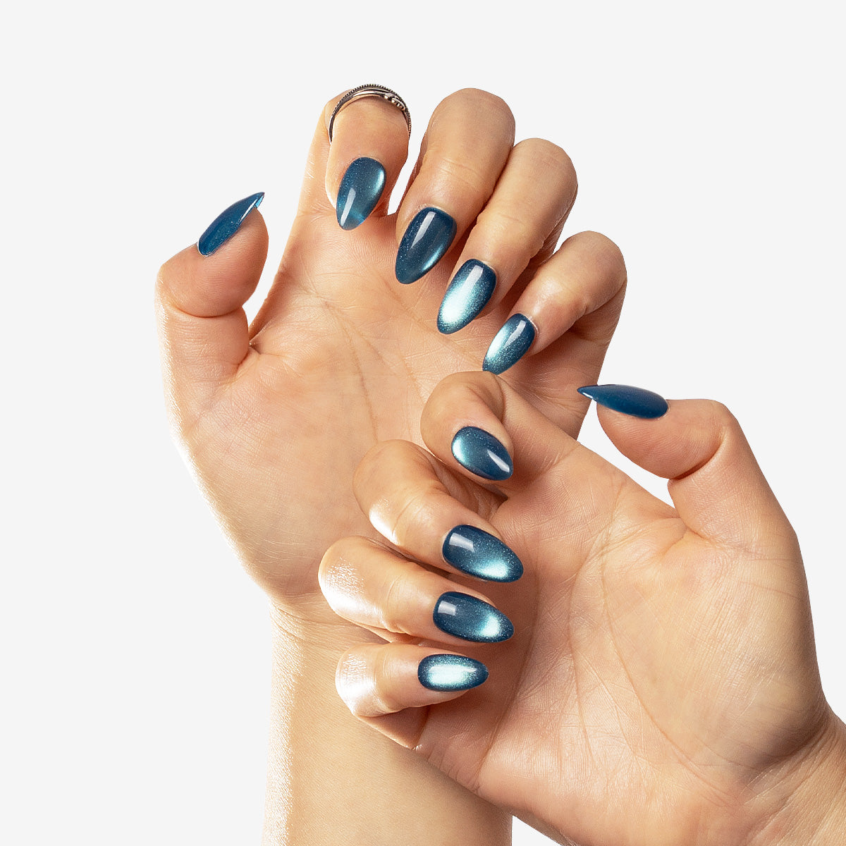 Midnight Ocean Glazed Almond Press-On Nails | Salon-Pro 10PCS