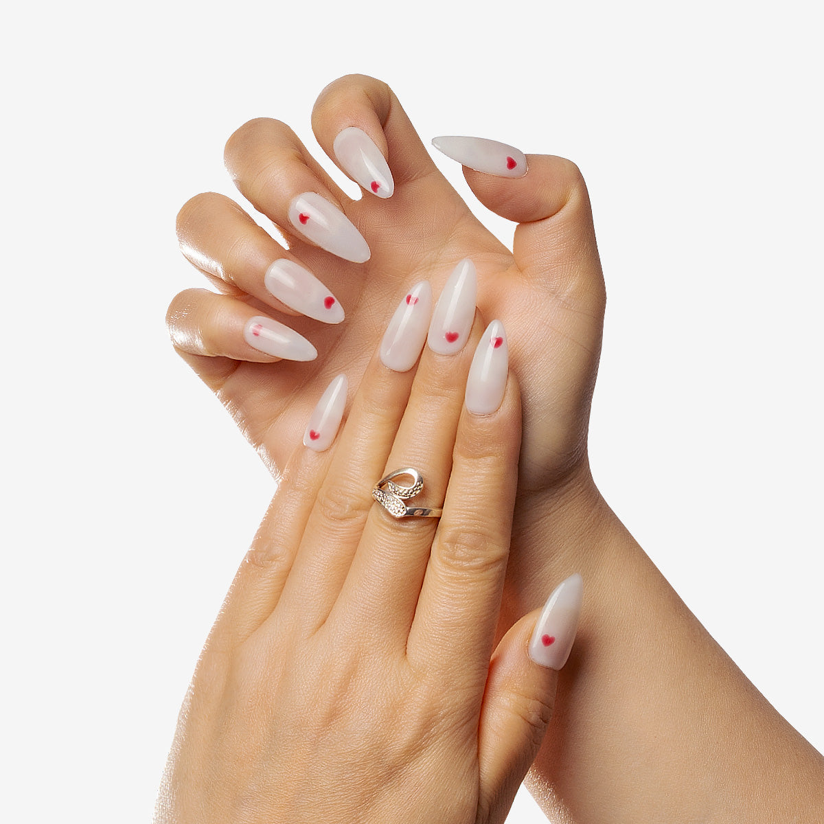 Elegant Burgundy Heart Mani Press-On Nails | Salon-Pro 10PCS