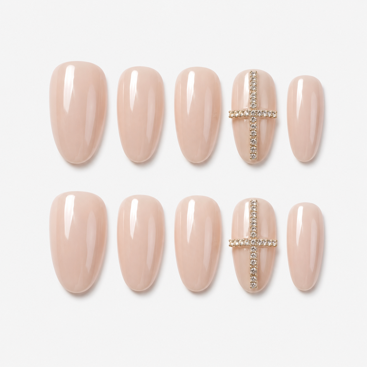 Moonlight Pearl Cross Press-On Nails | Salon-Pro 10PCS