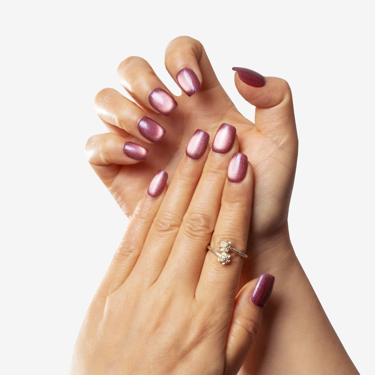 Ametrine Shimmer Round Press-On Nails