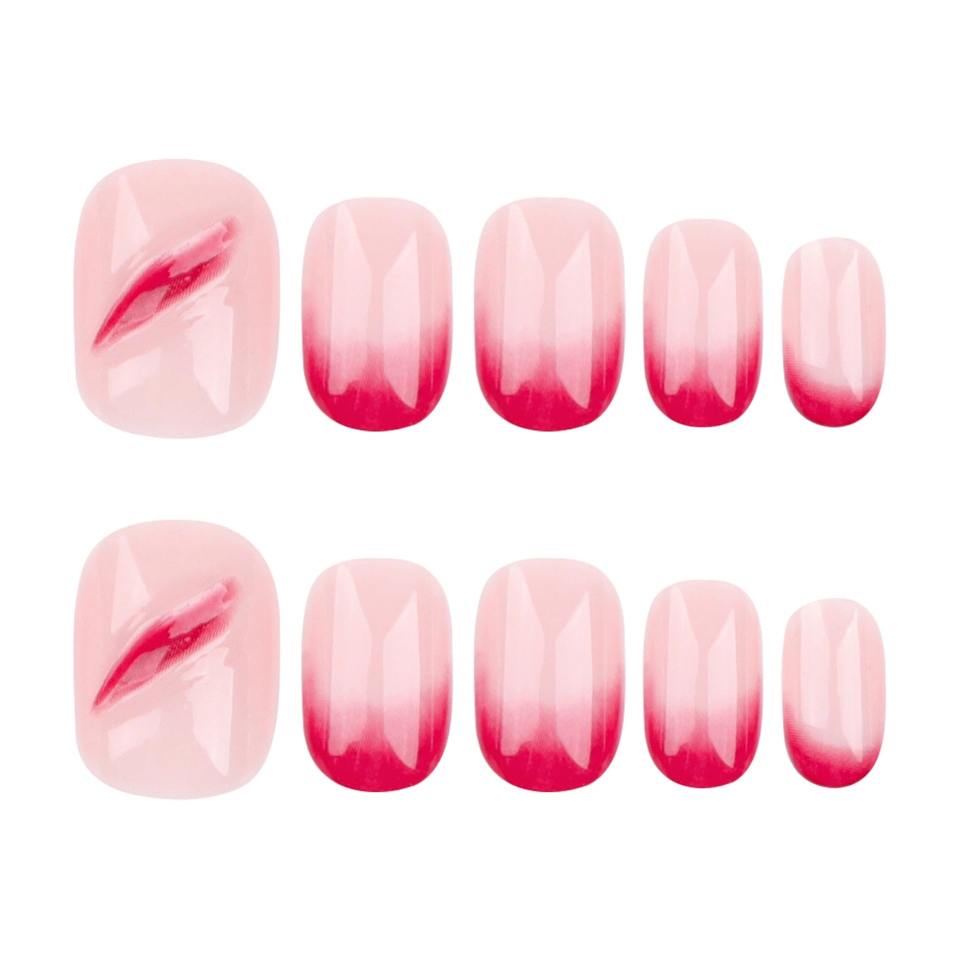 Blush Kiss Ombre Round Press On Nails 24PCS