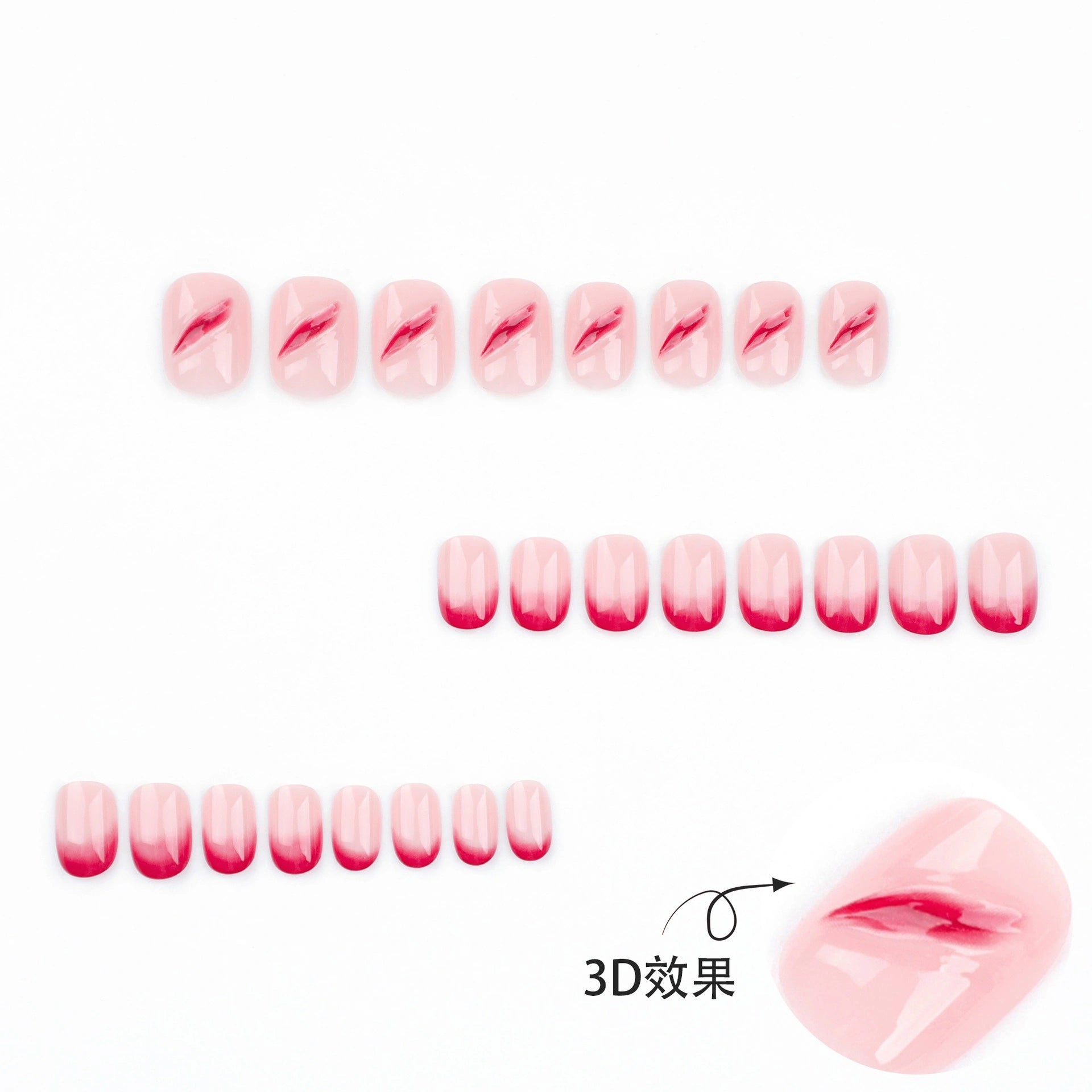Blush Kiss Ombre Round Press On Nails 24PCS