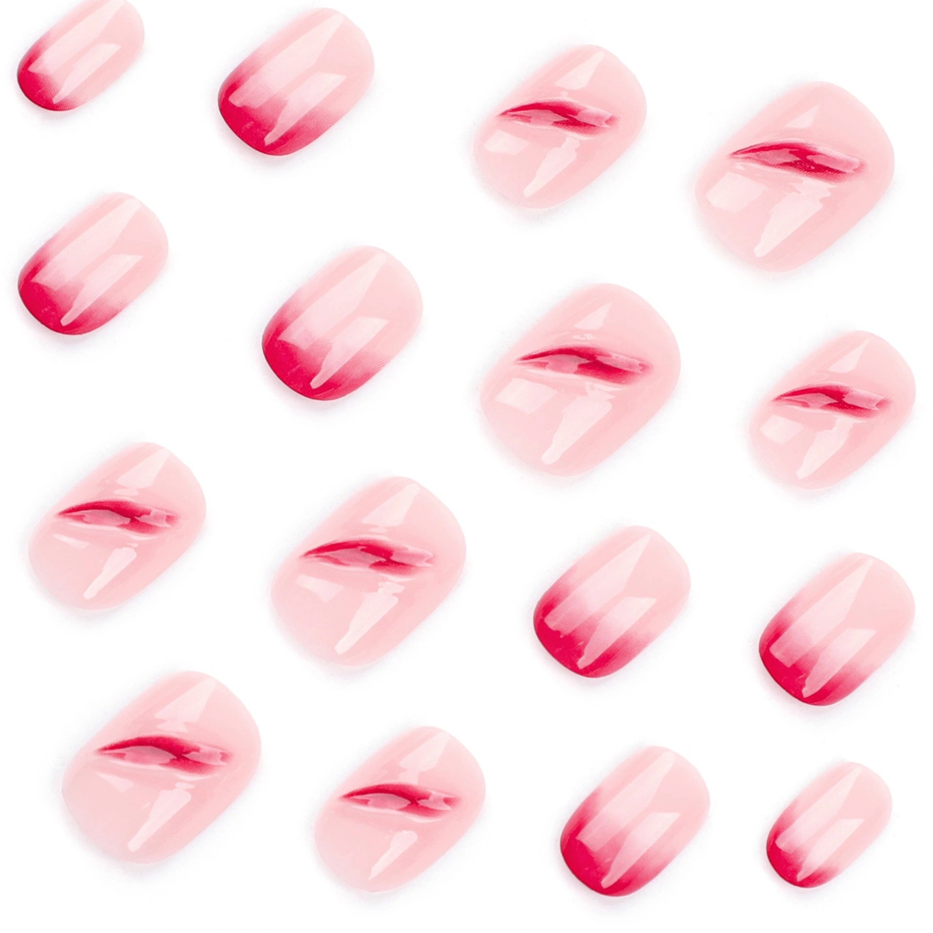 Blush Kiss Ombre Round Press On Nails 24PCS