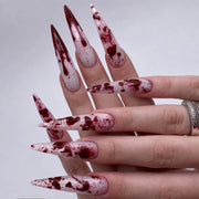 Crimson Splatter Stiletto Press On Nails 24PCS