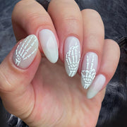 Ivory Bone Embossed Almond Press On Nails 24PCS