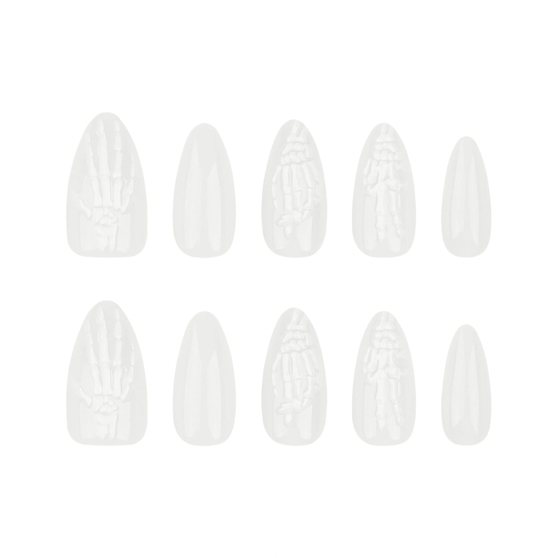Ivory Bone Embossed Almond Press On Nails 24PCS