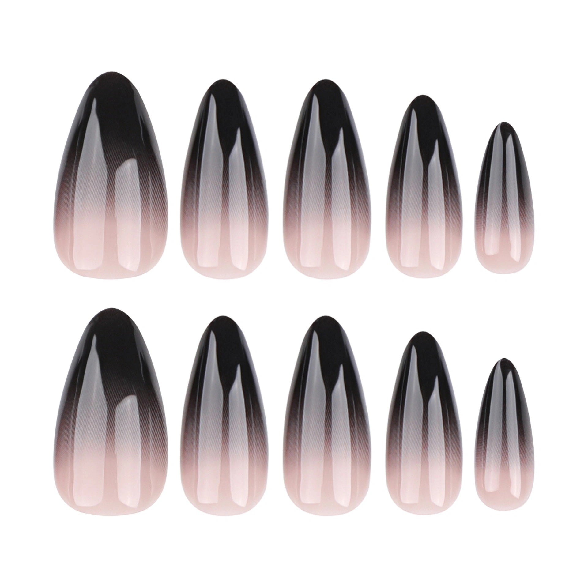 Midnight Sparkle Ombre Almond Press On Nails 24PCS