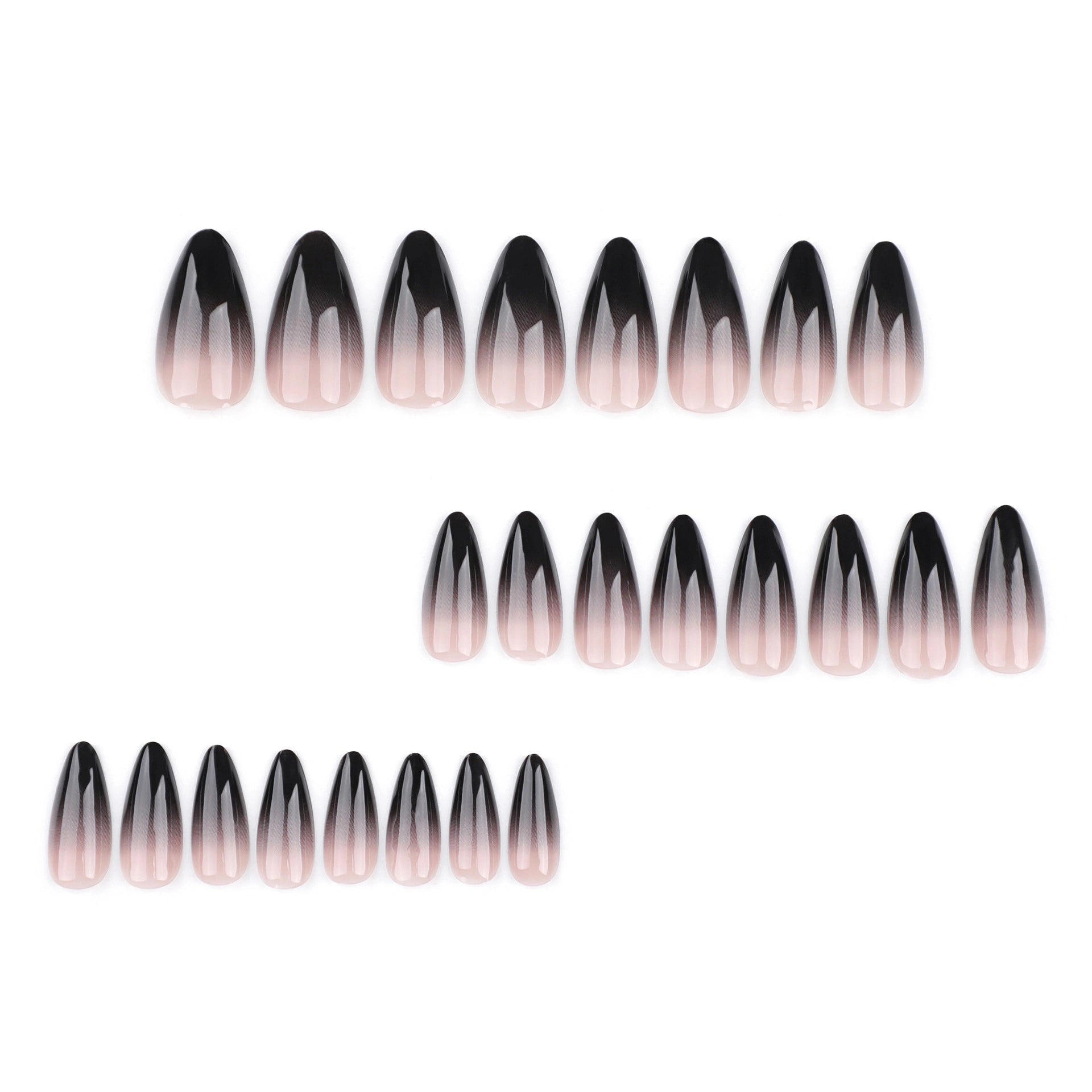 Midnight Sparkle Ombre Almond Press On Nails 24PCS
