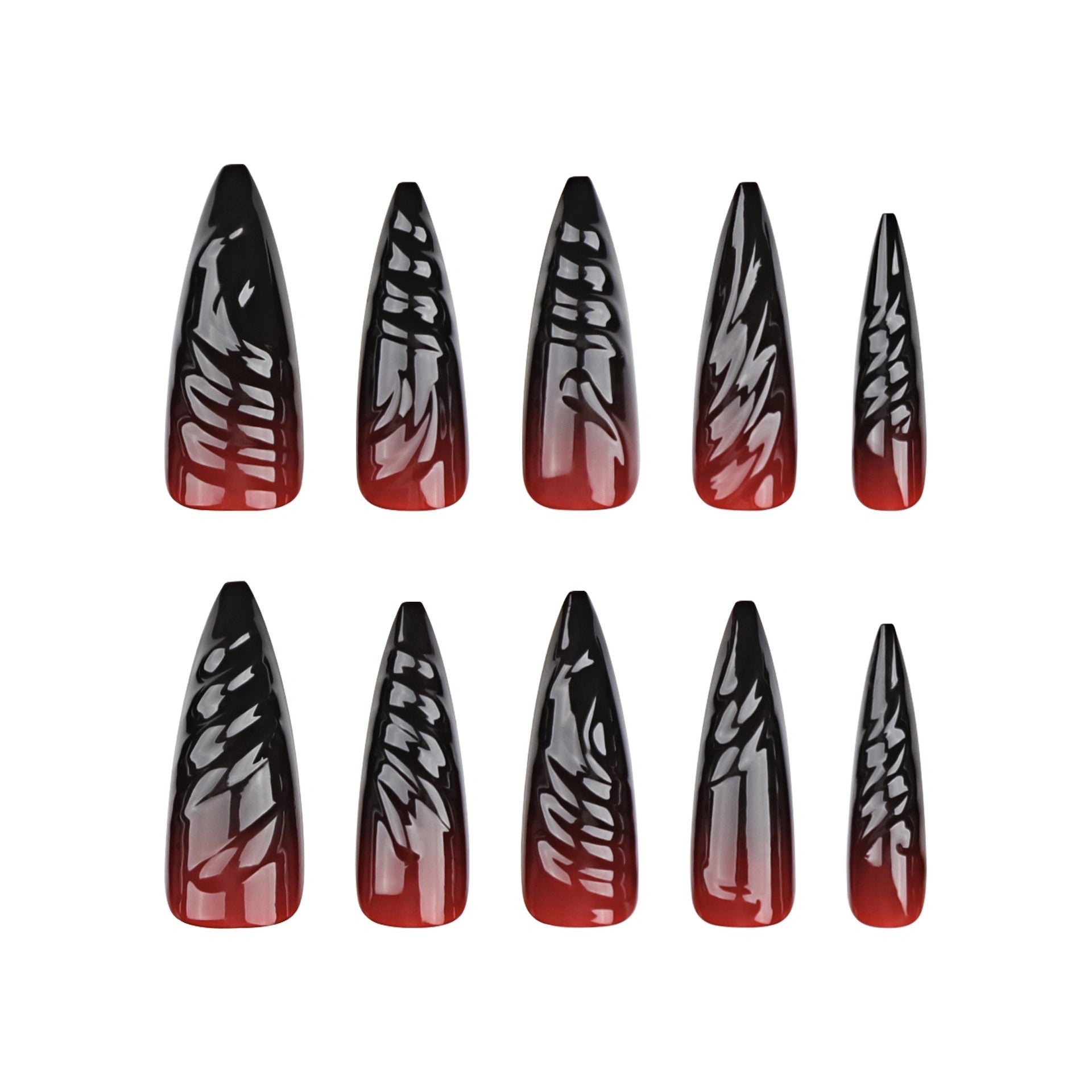 Obsidian Bone Fade Stiletto Press On Nails 24PCS