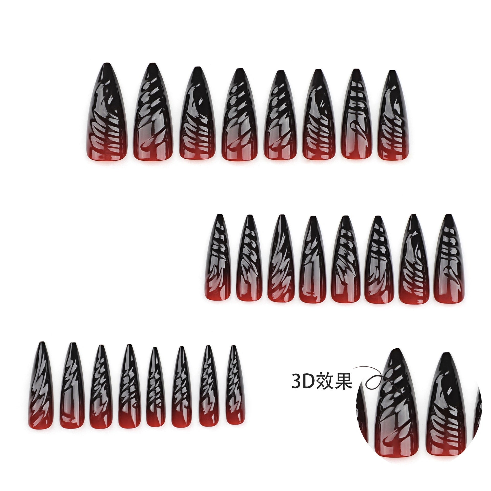 Obsidian Bone Fade Stiletto Press On Nails 24PCS