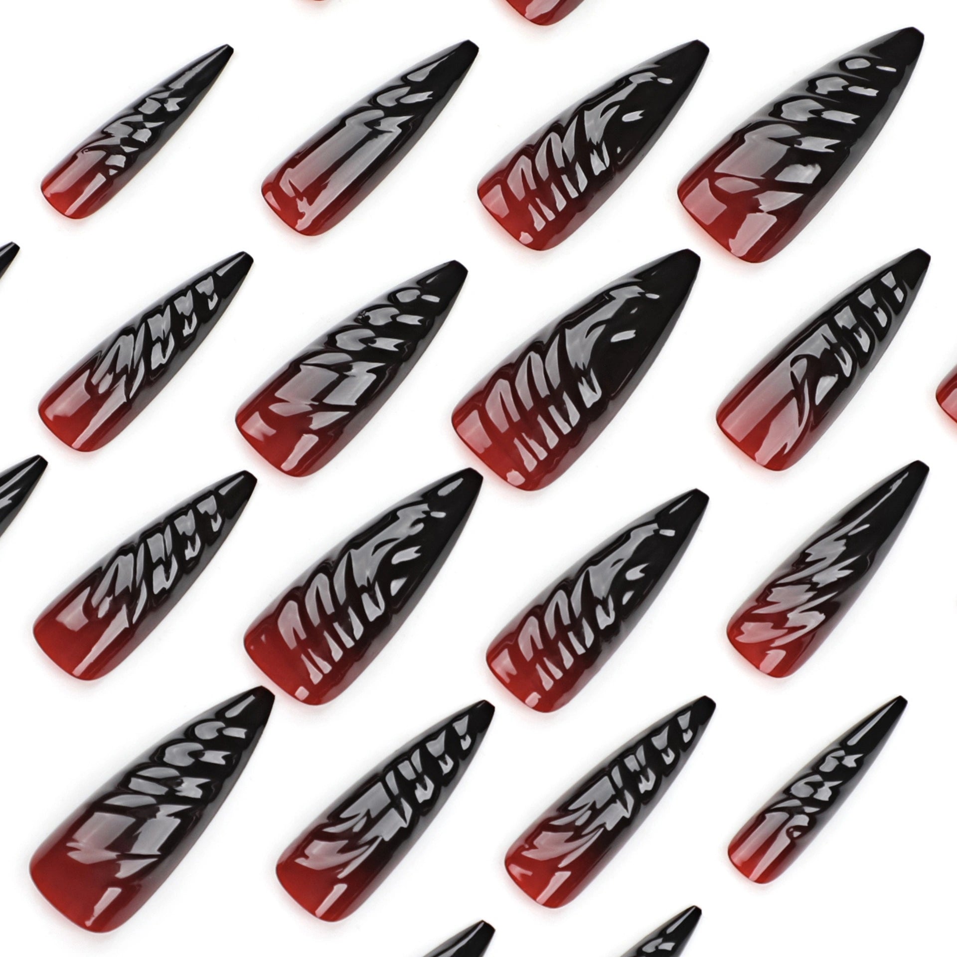 Obsidian Bone Fade Stiletto Press On Nails 24PCS