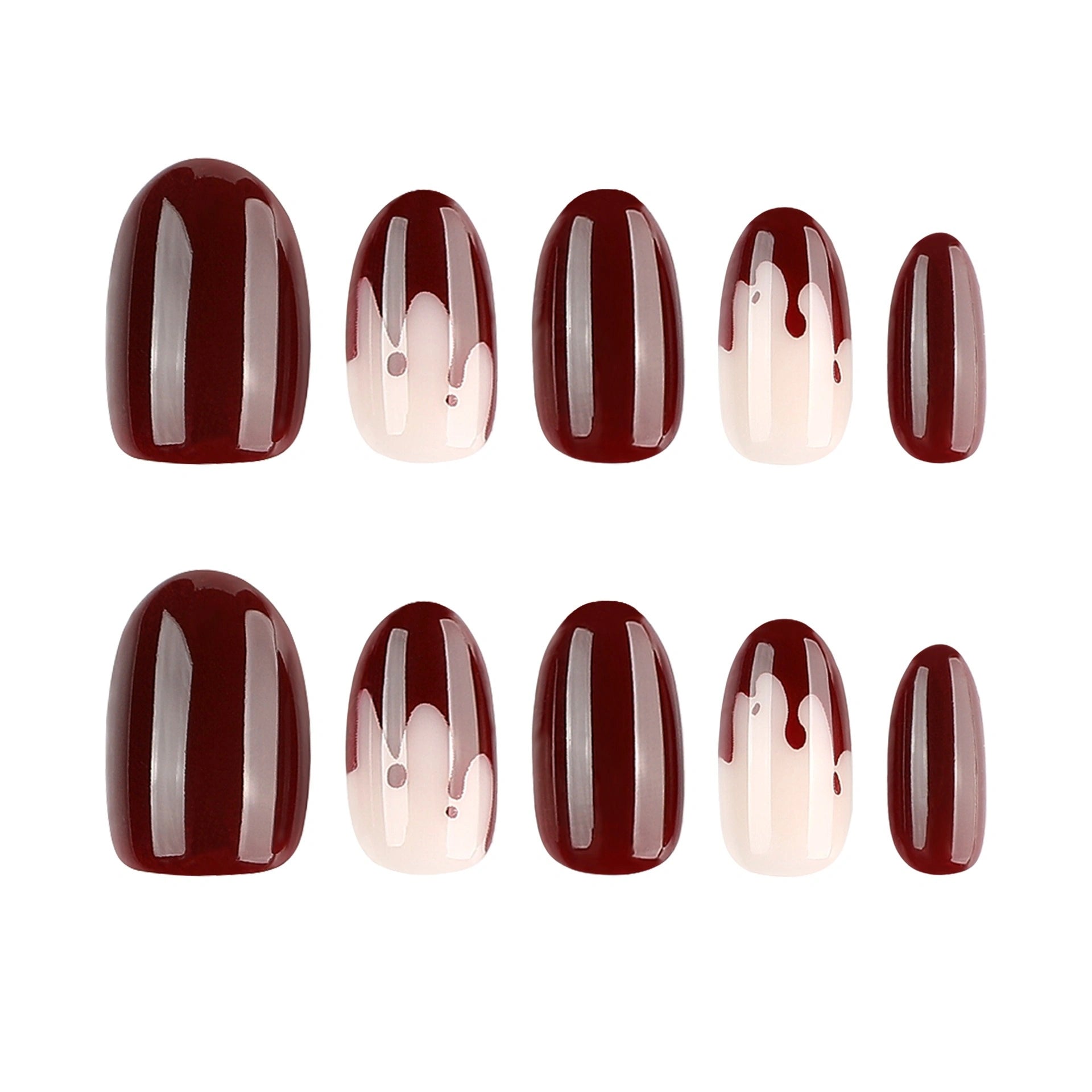 Oxblood Drip Almond Press On Nails 24PCS