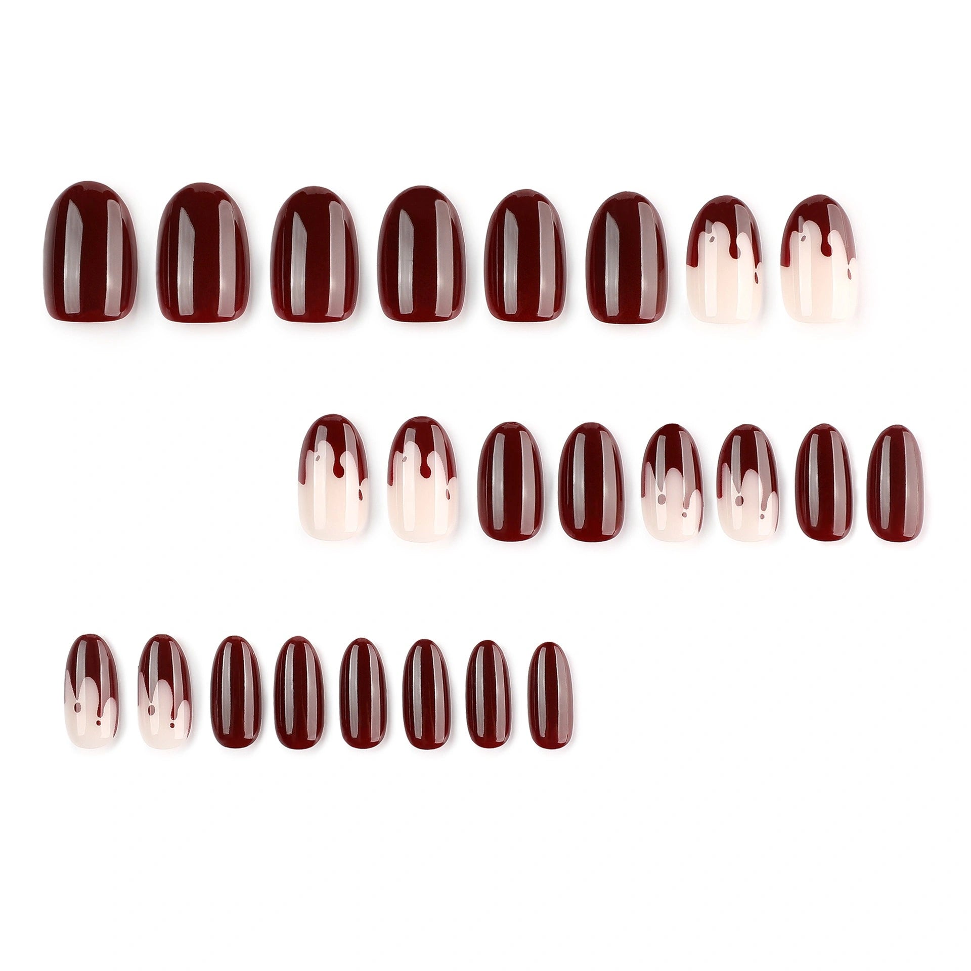Oxblood Drip Almond Press On Nails 24PCS