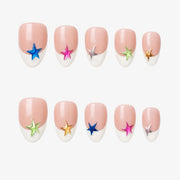 Holographic Star & White French Tip Press On Nails | 10PCS