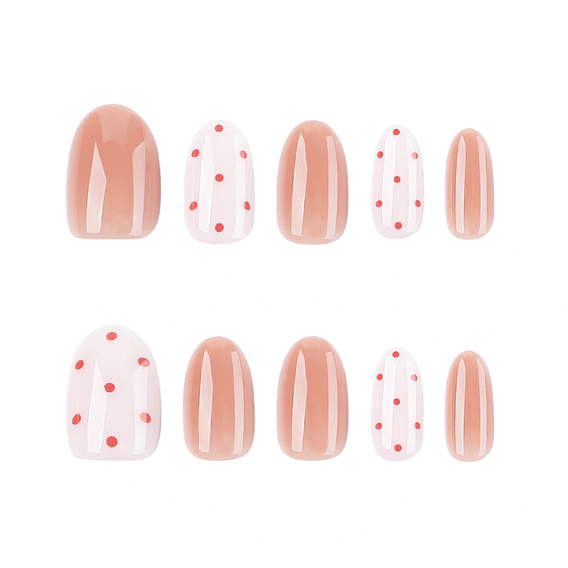 Blush Glass Dot Round Press On Nails 24PCS