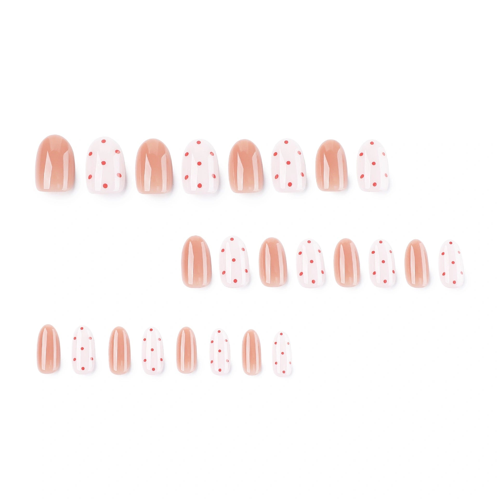Blush Glass Dot Round Press On Nails 24PCS