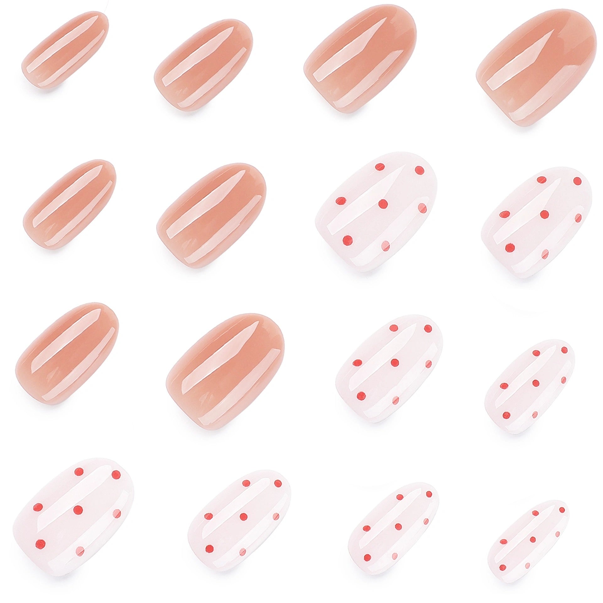Blush Glass Dot Round Press On Nails 24PCS