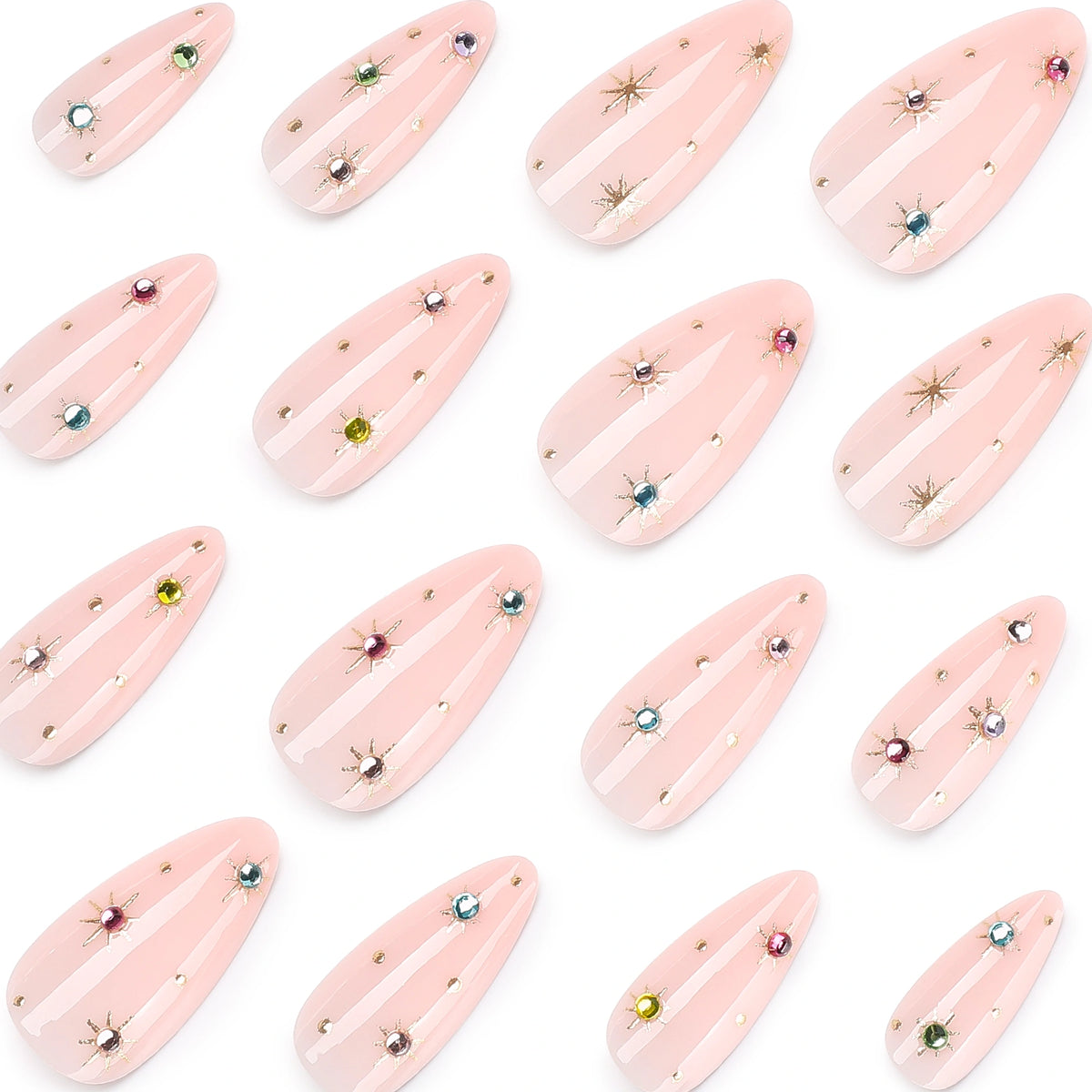 Blush Jewel Confetti Almond Press On Nails 24PCS