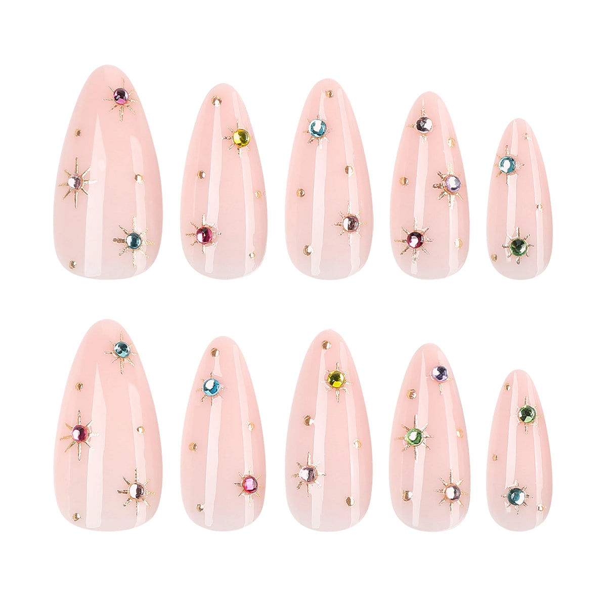Blush Jewel Confetti Almond Press On Nails 24PCS
