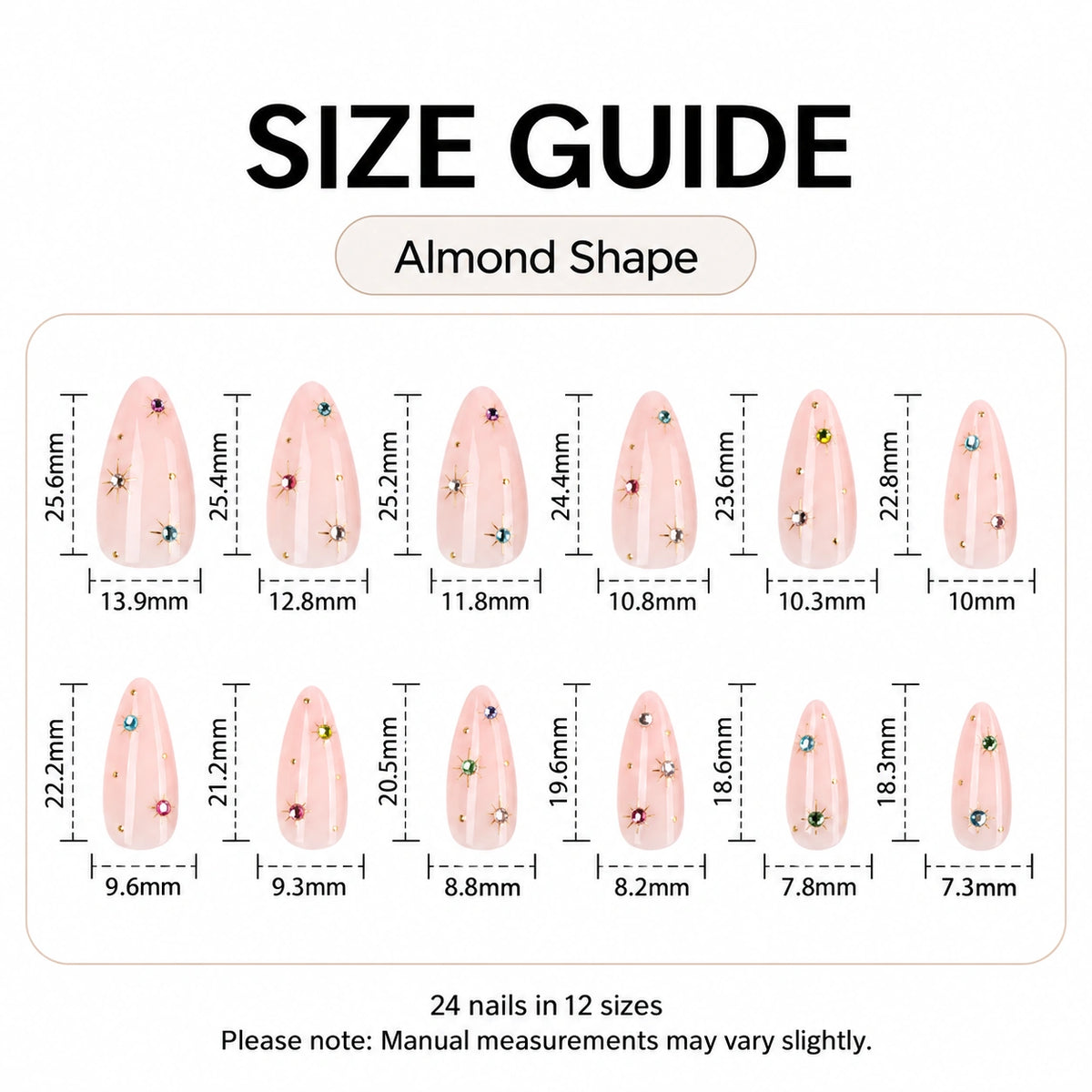 Blush Jewel Confetti Almond Press On Nails 24PCS
