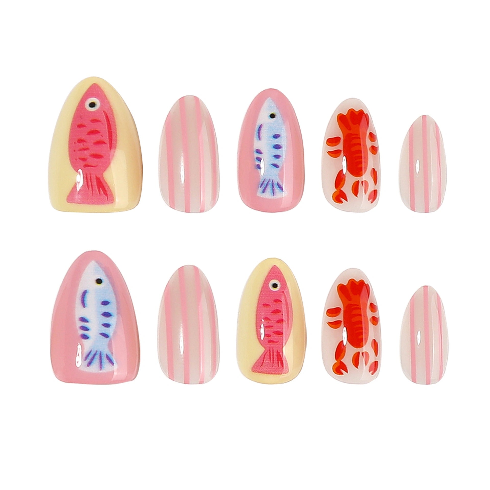 Blush Sardine Stripe Almond Press On Nails 24PCS