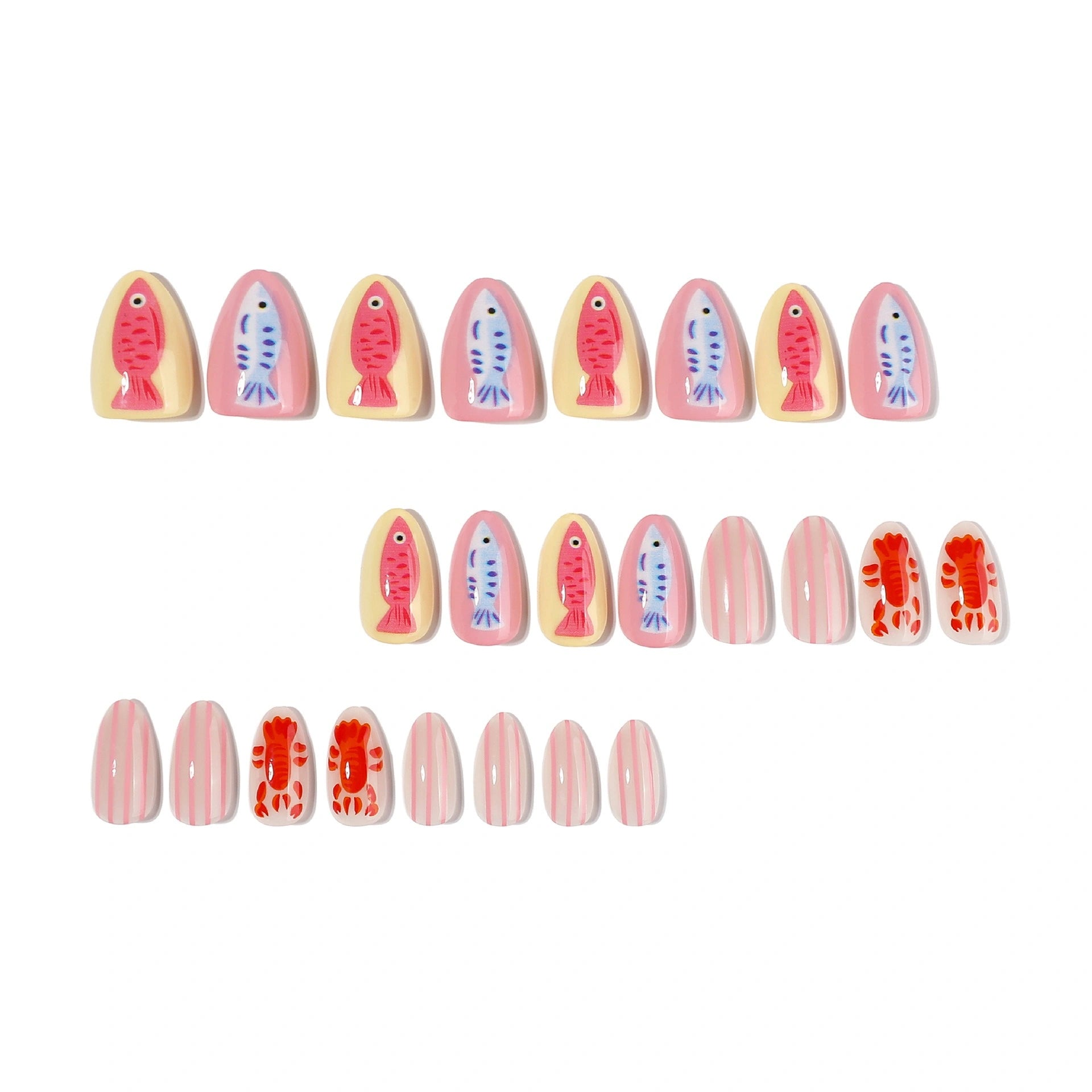 Blush Sardine Stripe Almond Press On Nails 24PCS
