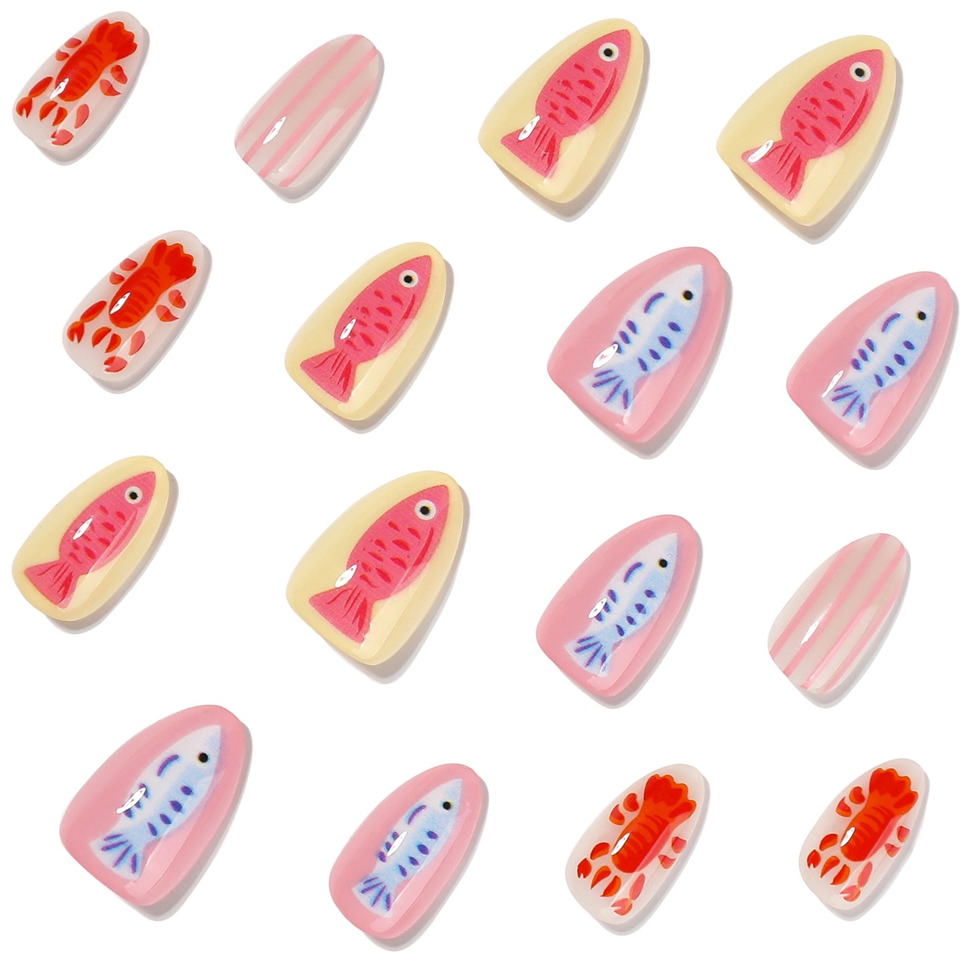 Blush Sardine Stripe Almond Press On Nails 24PCS