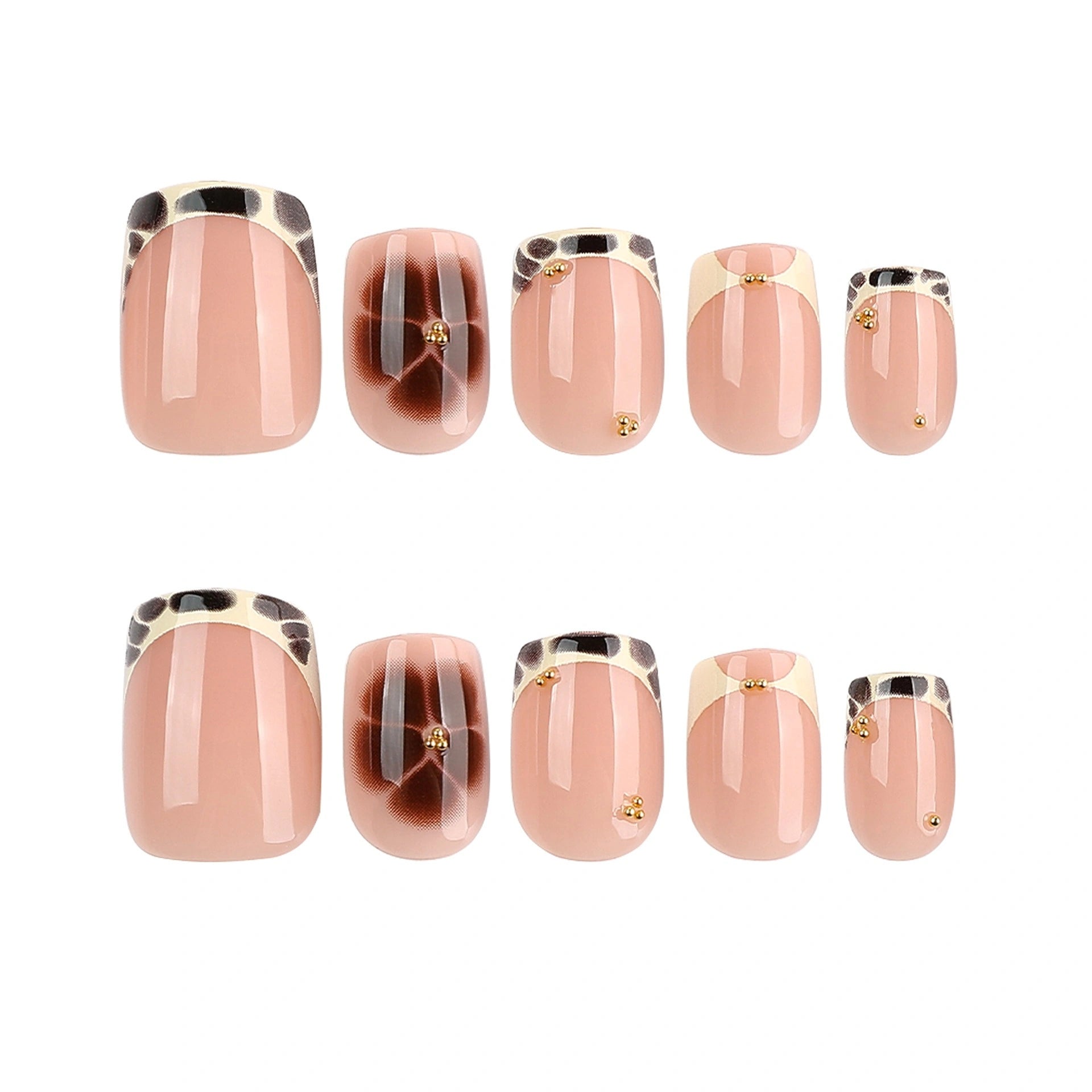 Blush Tortoise French Square Press On Nails 24PCS