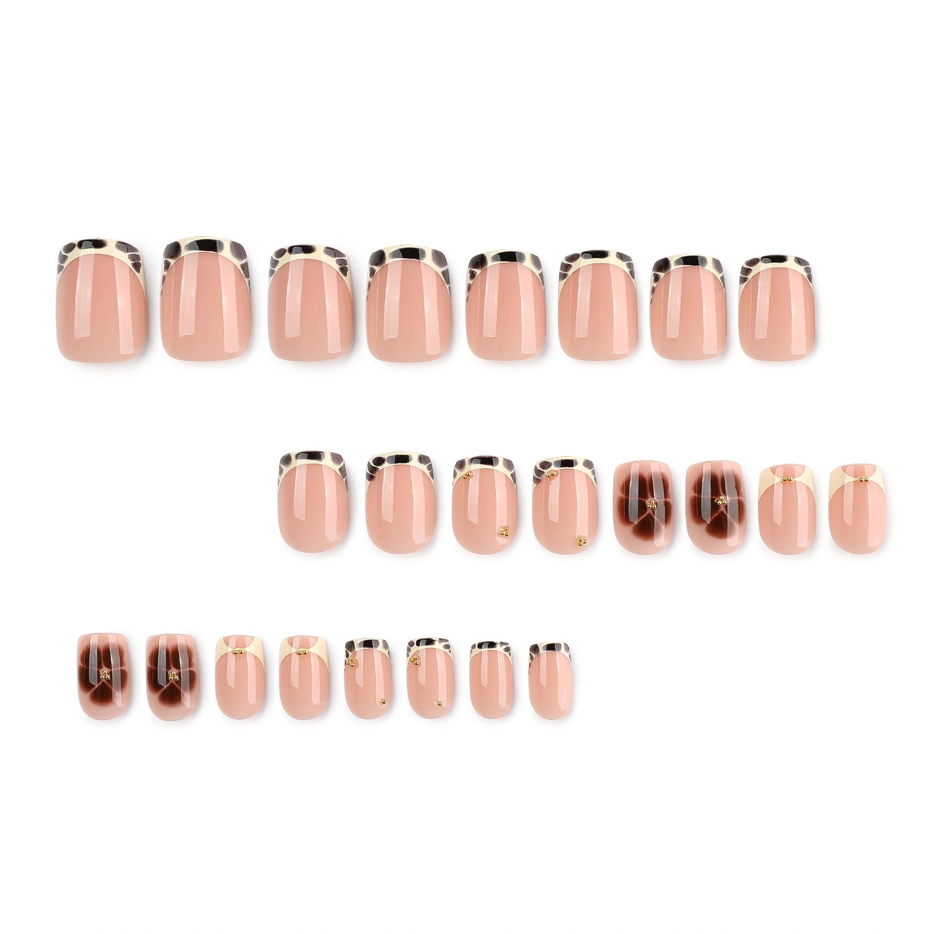 Blush Tortoise French Square Press On Nails 24PCS