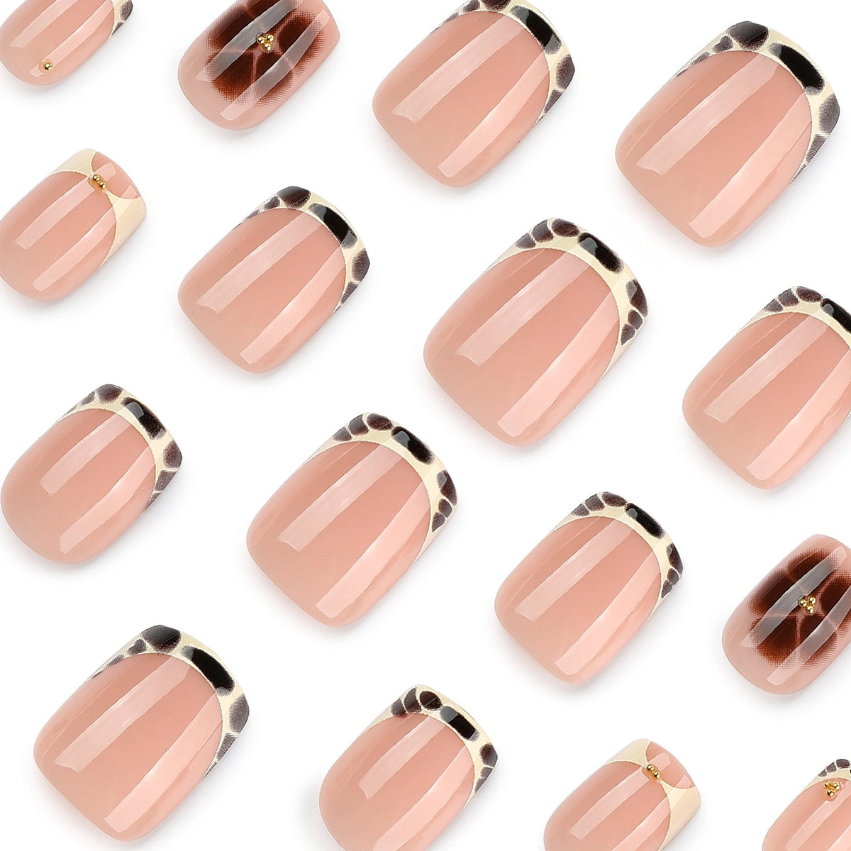 Blush Tortoise French Square Press On Nails 24PCS