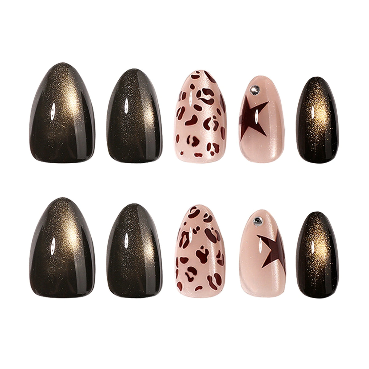 Bronze Cat Eye Almond Press On Nails 24PCS
