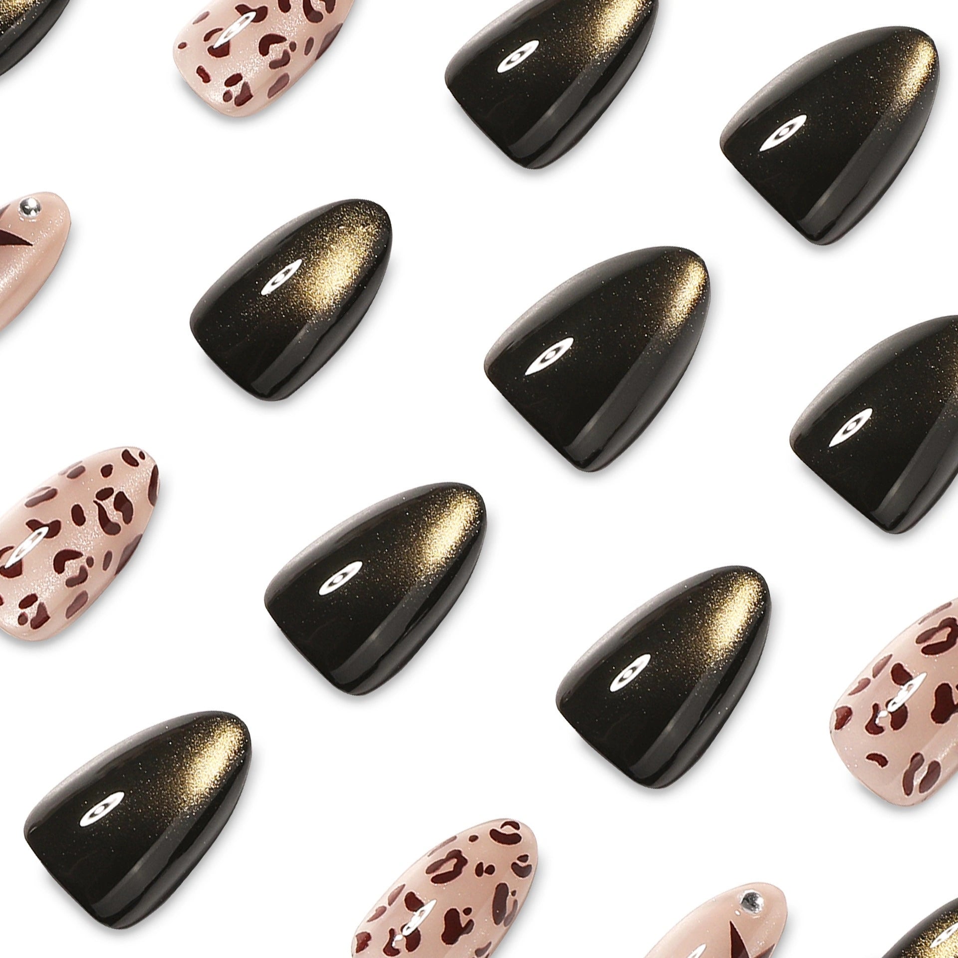 Bronze Cat Eye Almond Press On Nails 24PCS
