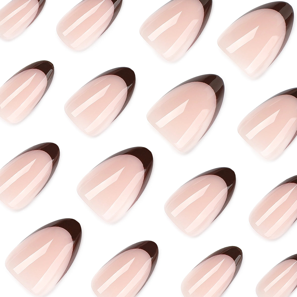 Espresso French Gloss Almond Press On Nails 24PCS