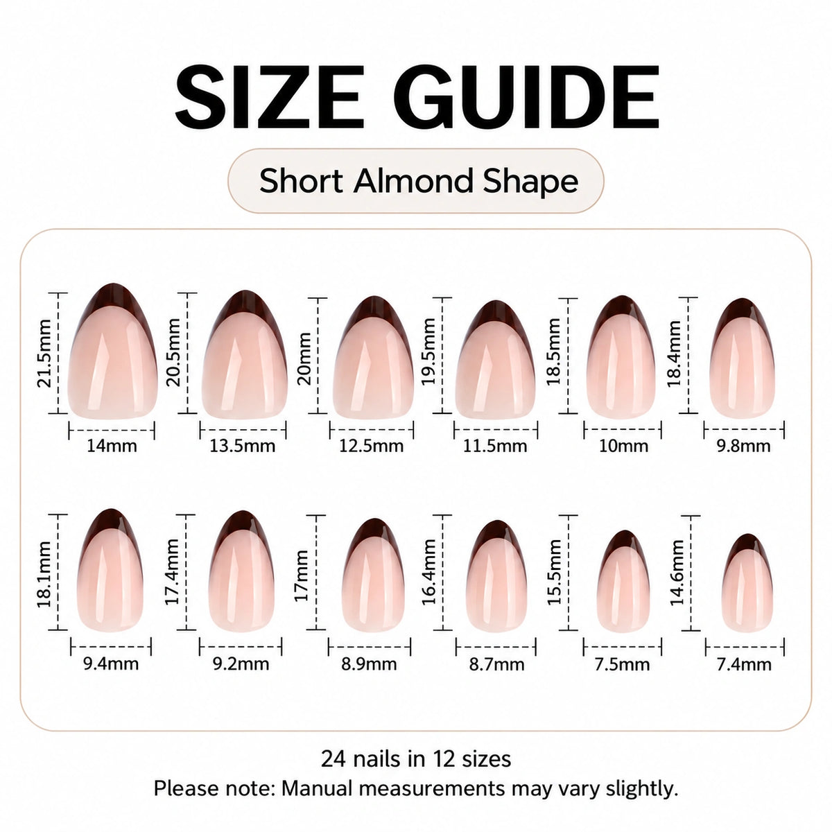 Espresso French Gloss Almond Press On Nails 24PCS