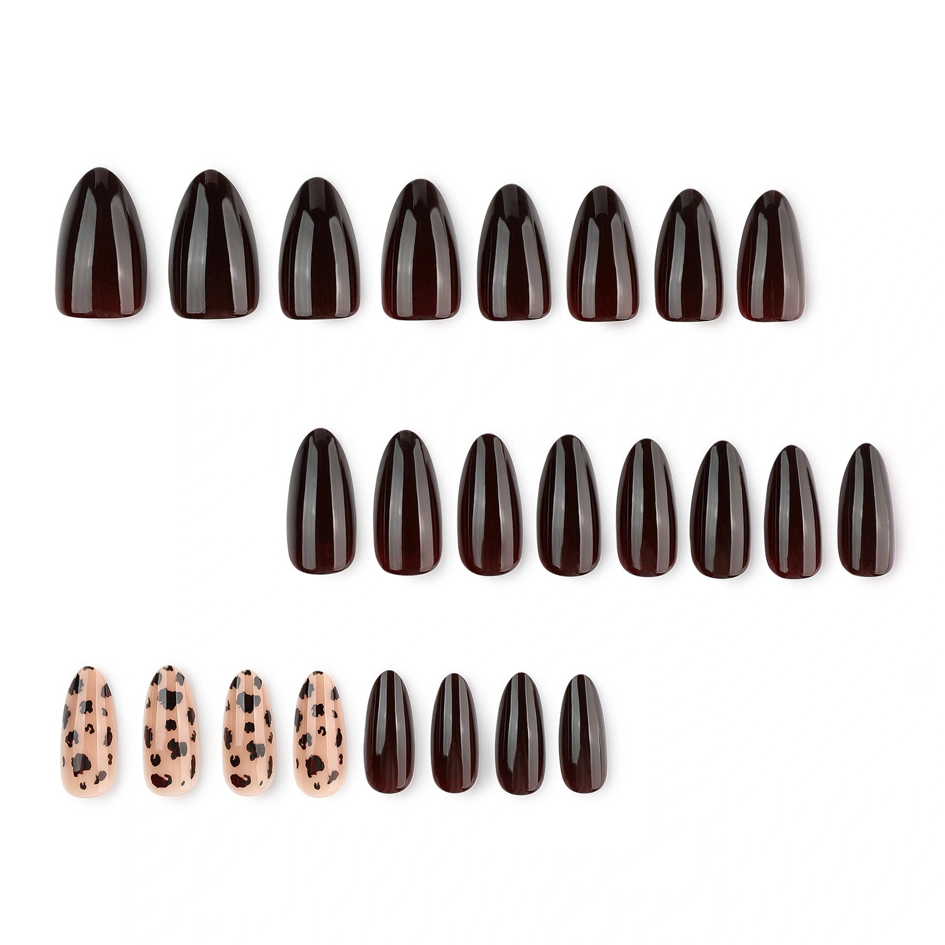 Espresso Leopard Gloss Almond Press On Nails 24PCS