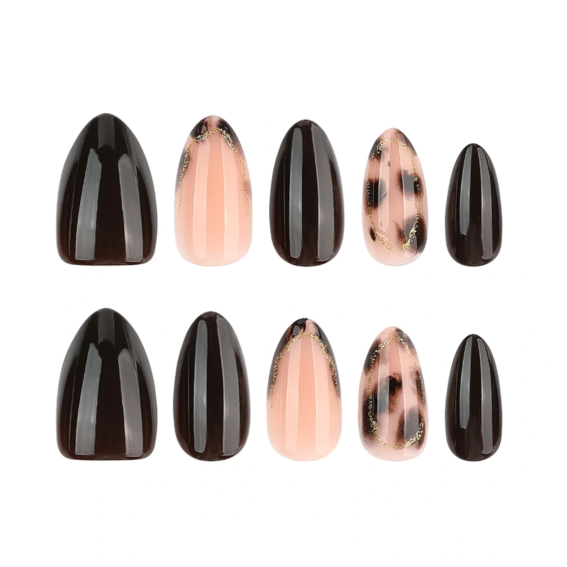 Espresso Tortoise Almond Press On Nails 24PCS