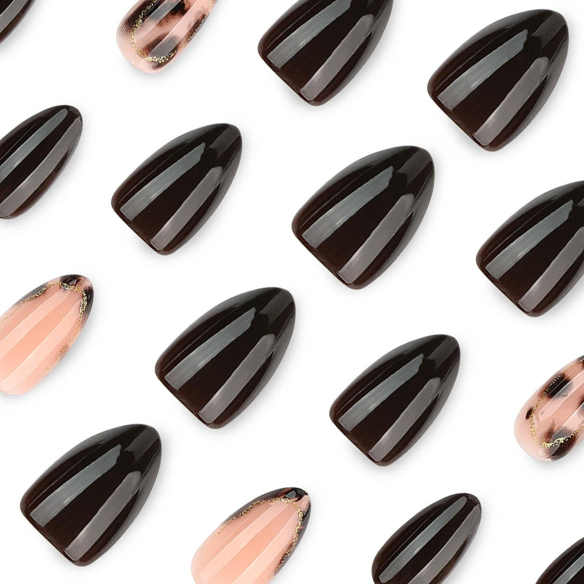 Espresso Tortoise Almond Press On Nails 24PCS