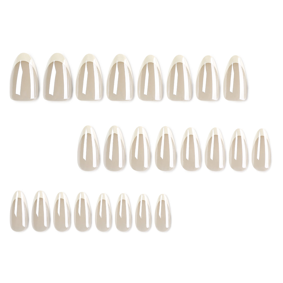 Ivory Glaze French Almond Press On Nails 24PCS